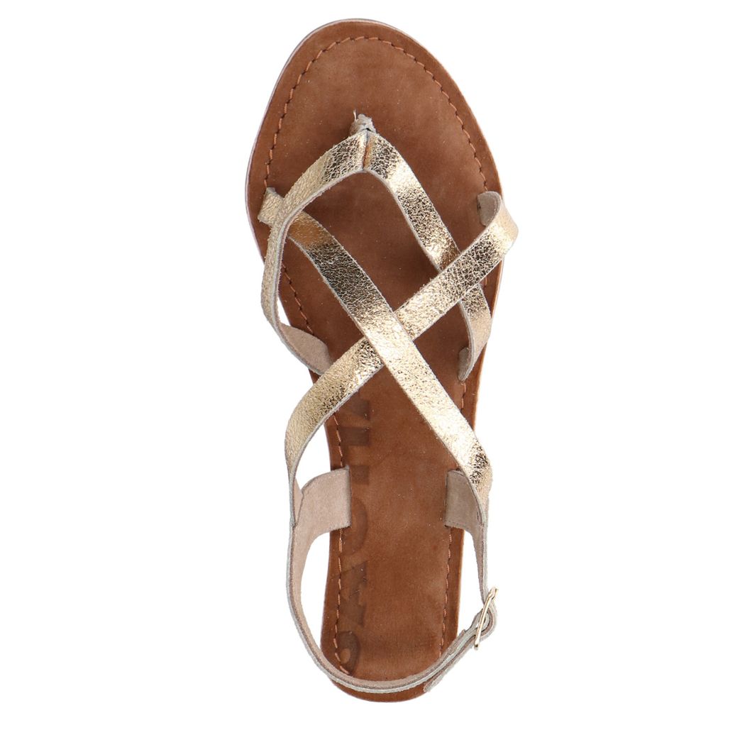 Sandales en cuir avec brides croisées - doré