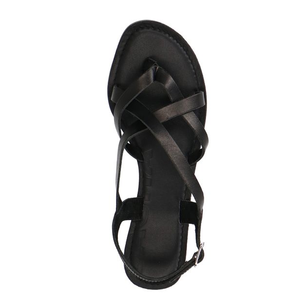 Sandales en cuir avec brides croisées - noir