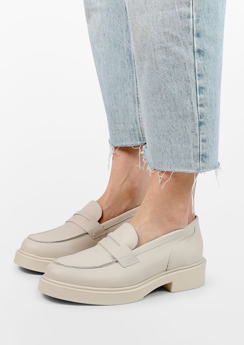 Off white leren penny loafers