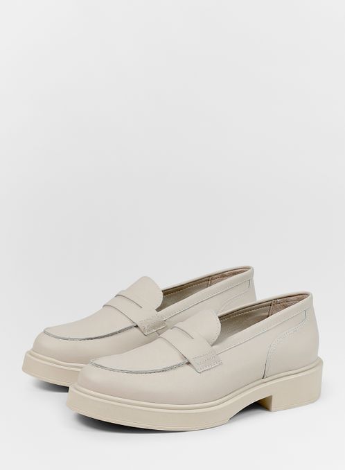 Off white leren penny loafers