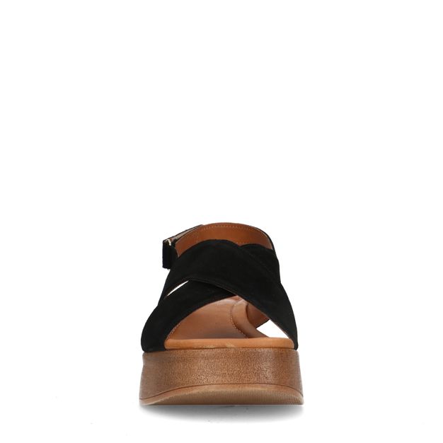 Sandales cuir à plateau - noir