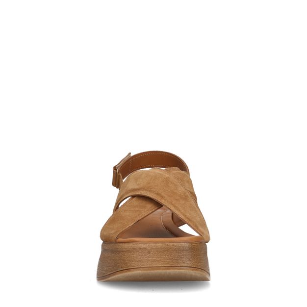 Sandales cuir à plateau - marron