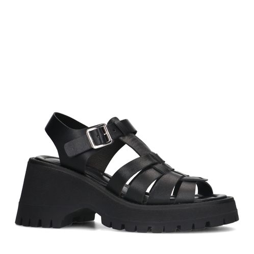 Zwarte leren sandalen