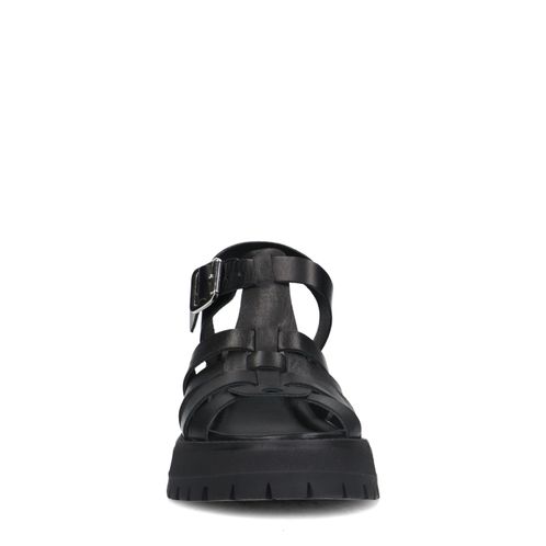 Zwarte leren sandalen