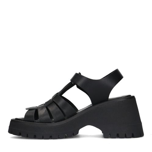 Zwarte leren sandalen