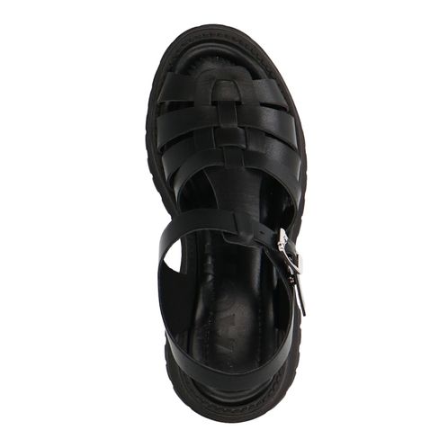 Zwarte leren sandalen