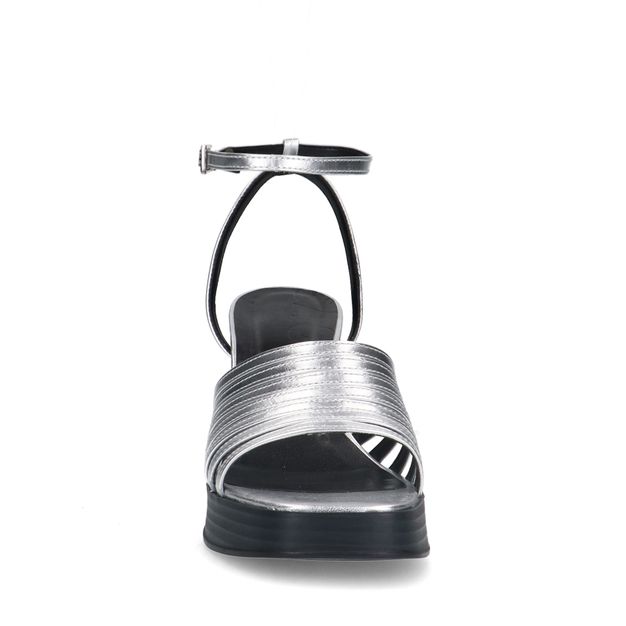 Zilveren metallic sandalen met hak