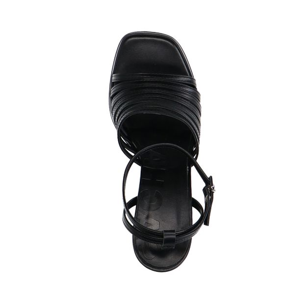 Sandales à talon en cuir - noir