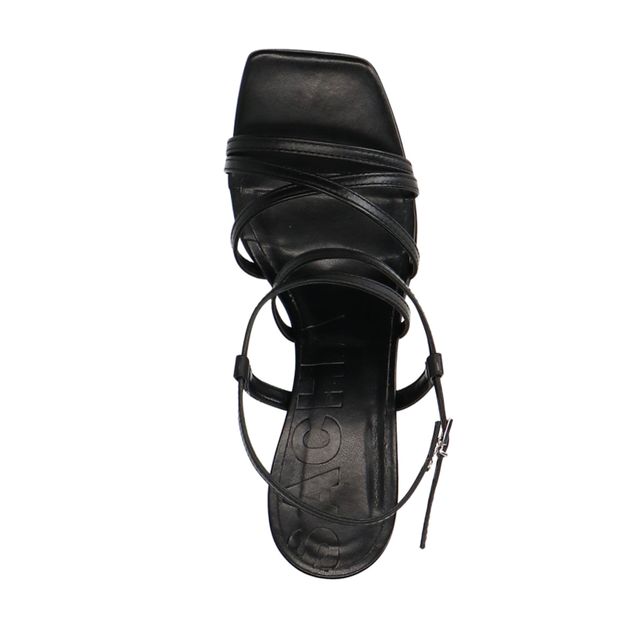 Schwarze Sandaletten mit Trichterabsatz