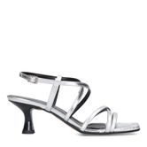 Zilverkleurige metallic sandalen met trechterhak
