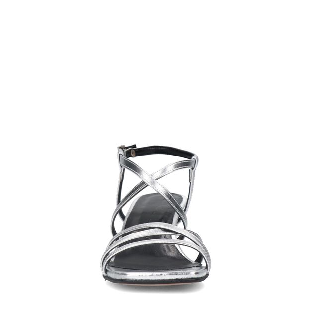 Zilveren metallic sandalen met trechterhak