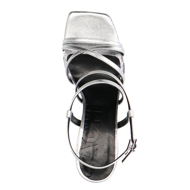 Sandales à talon entonnoir métallisées - argenté