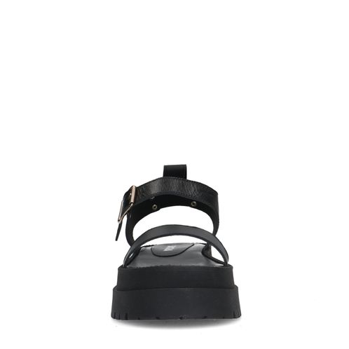 Zwarte leren plateau sandalen