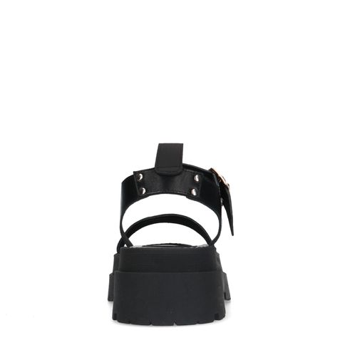 Zwarte leren plateau sandalen