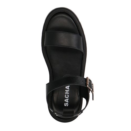 Zwarte leren plateau sandalen