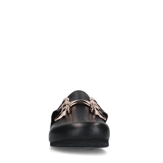 Chaussures slip-on en cuir avec chaîne - noir 