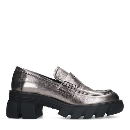 Zilverkleurige metallic chunky loafers