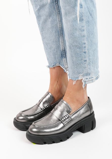 Loafers chunky métallisés - argenté