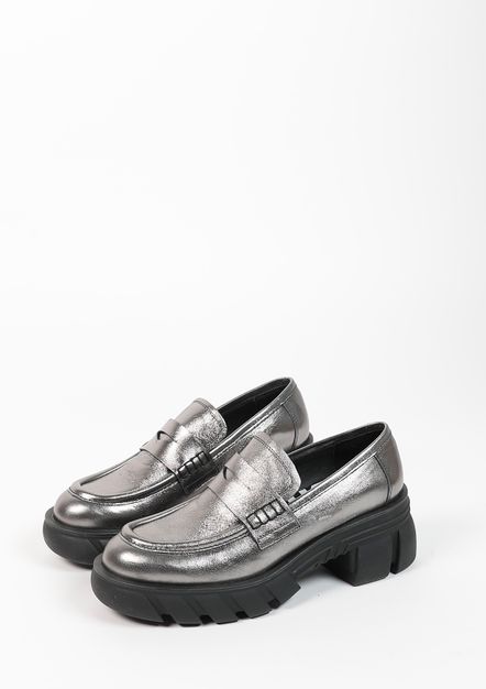 Loafers chunky métallisés - argenté
