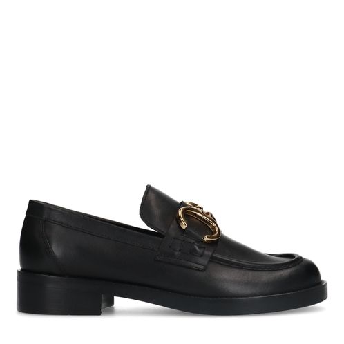 Loafers en cuir avec chaîne - noir