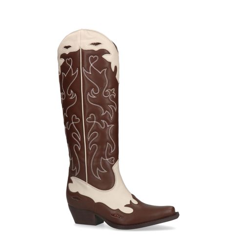 Santiags en cuir avec surpiqûres - marron