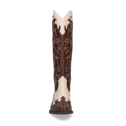 Santiags en cuir avec surpiqûres - marron