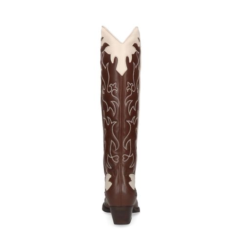 Santiags en cuir avec surpiqûres - marron