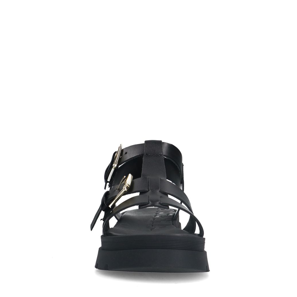 Schwarze Plateausandalen aus Leder