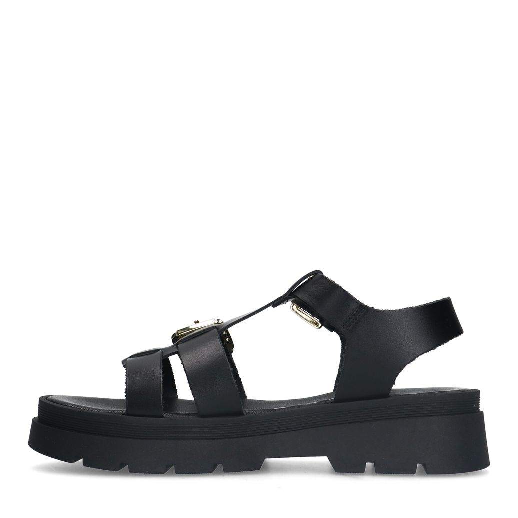 Sandales cuir à plateforme - noir
