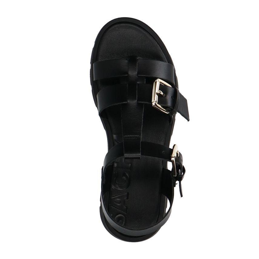 Schwarze Plateausandalen aus Leder
