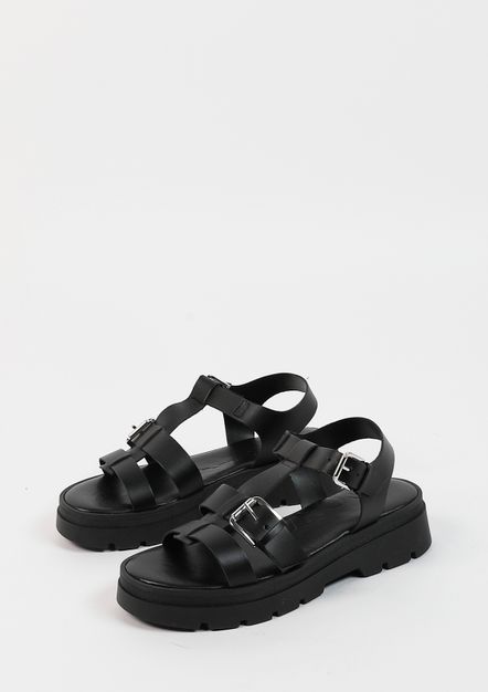 Sandales cuir à plateforme - noir
