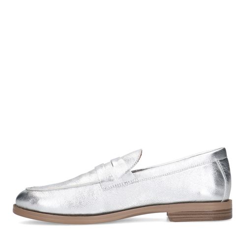 Penny loafers en cuir - argenté