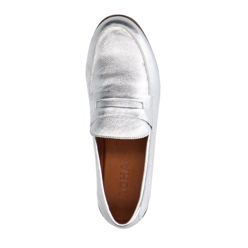 Penny loafers en cuir - argenté