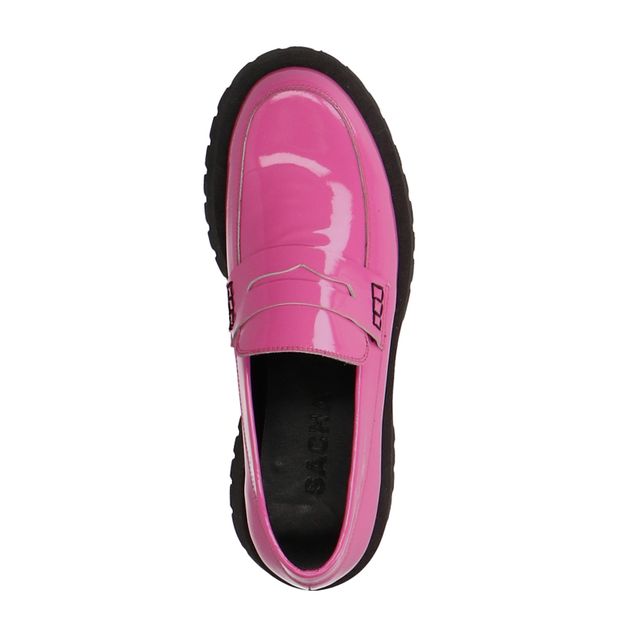 Roze leren platform loafers