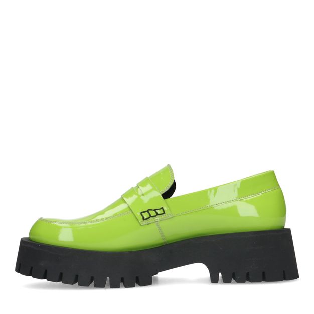 Limettengrüne Leder-Loafer