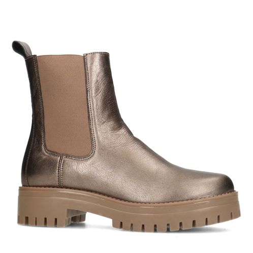 Bronskleurige leren chelsea boots