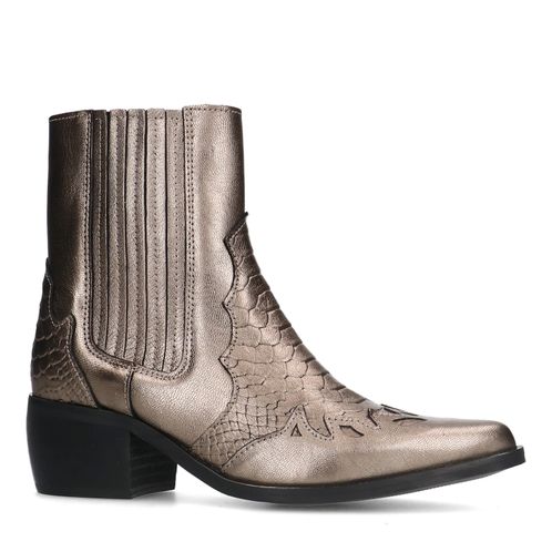 Bronzefarbene Westernstiefeletten aus Leder