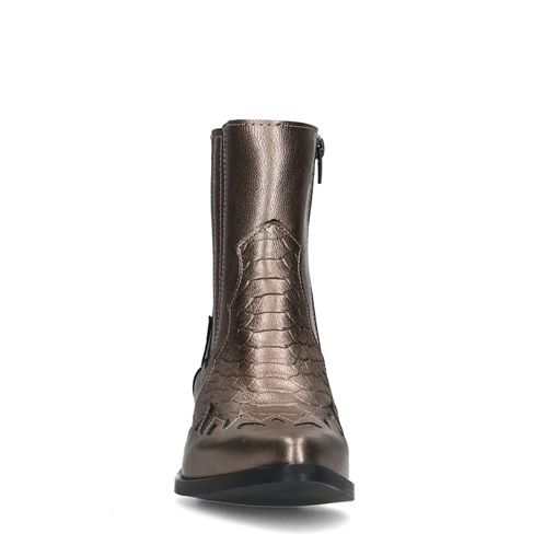 Bronzefarbene Westernstiefeletten aus Leder