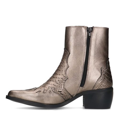 Bronzefarbene Westernstiefeletten aus Leder