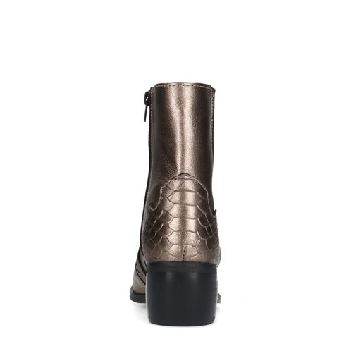 Bronzefarbene Westernstiefeletten aus Leder