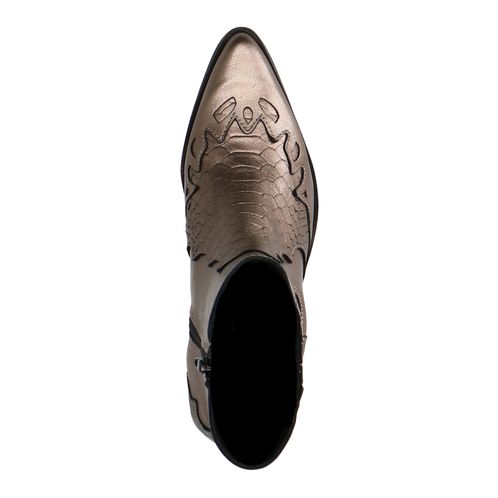 Bronzefarbene Westernstiefeletten aus Leder