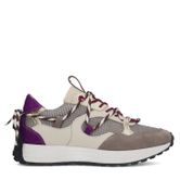 Taupe sneakers met paarse details