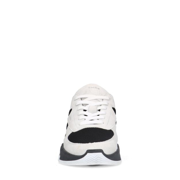 Schwarze Veloursleder-Sneaker mit weißen Details