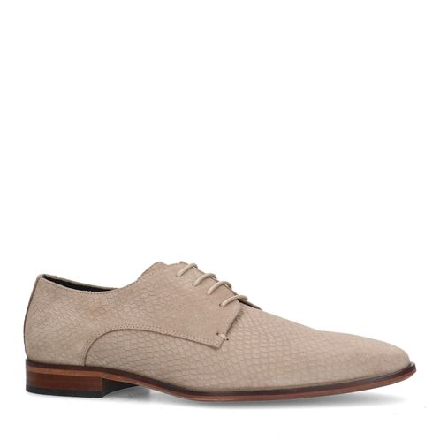 Beigefarbene Veloursleder-Schnürschuhe