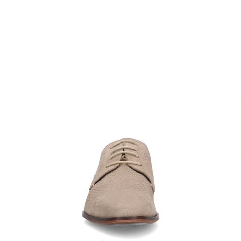 Beigefarbene Veloursleder-Schnürschuhe