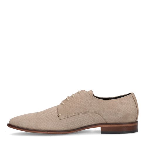Beigefarbene Veloursleder-Schnürschuhe