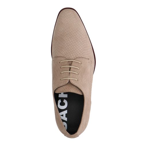 Beigefarbene Veloursleder-Schnürschuhe