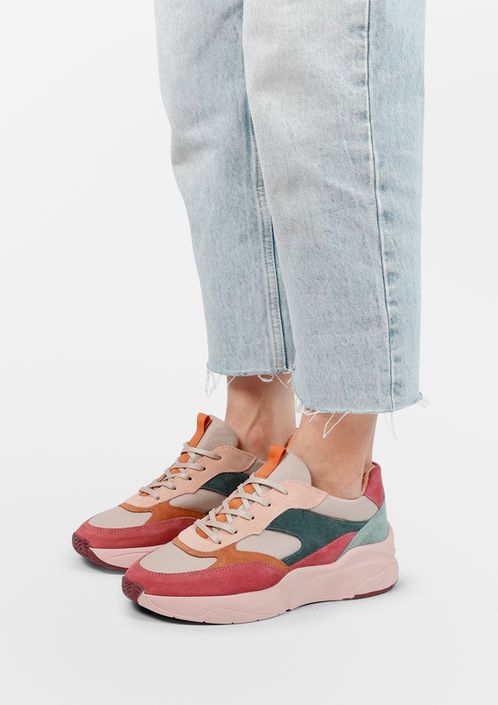Baskets en daim multicolores - rose