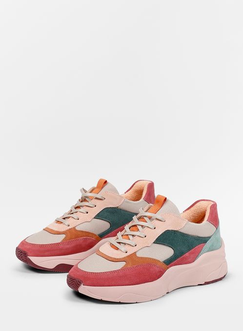 Baskets en daim multicolores - rose
