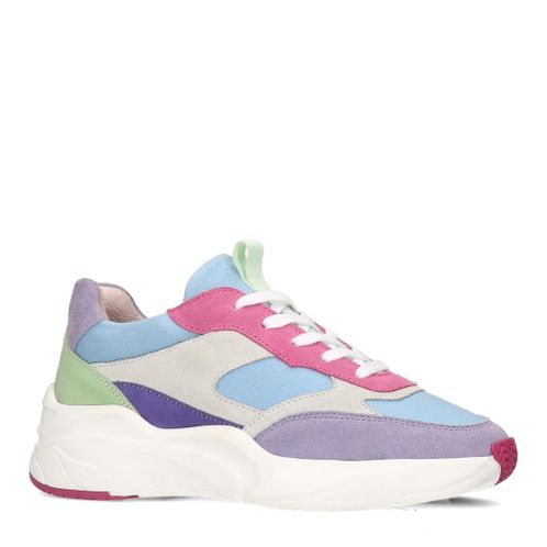 Blauwe multicolor suède sneakers